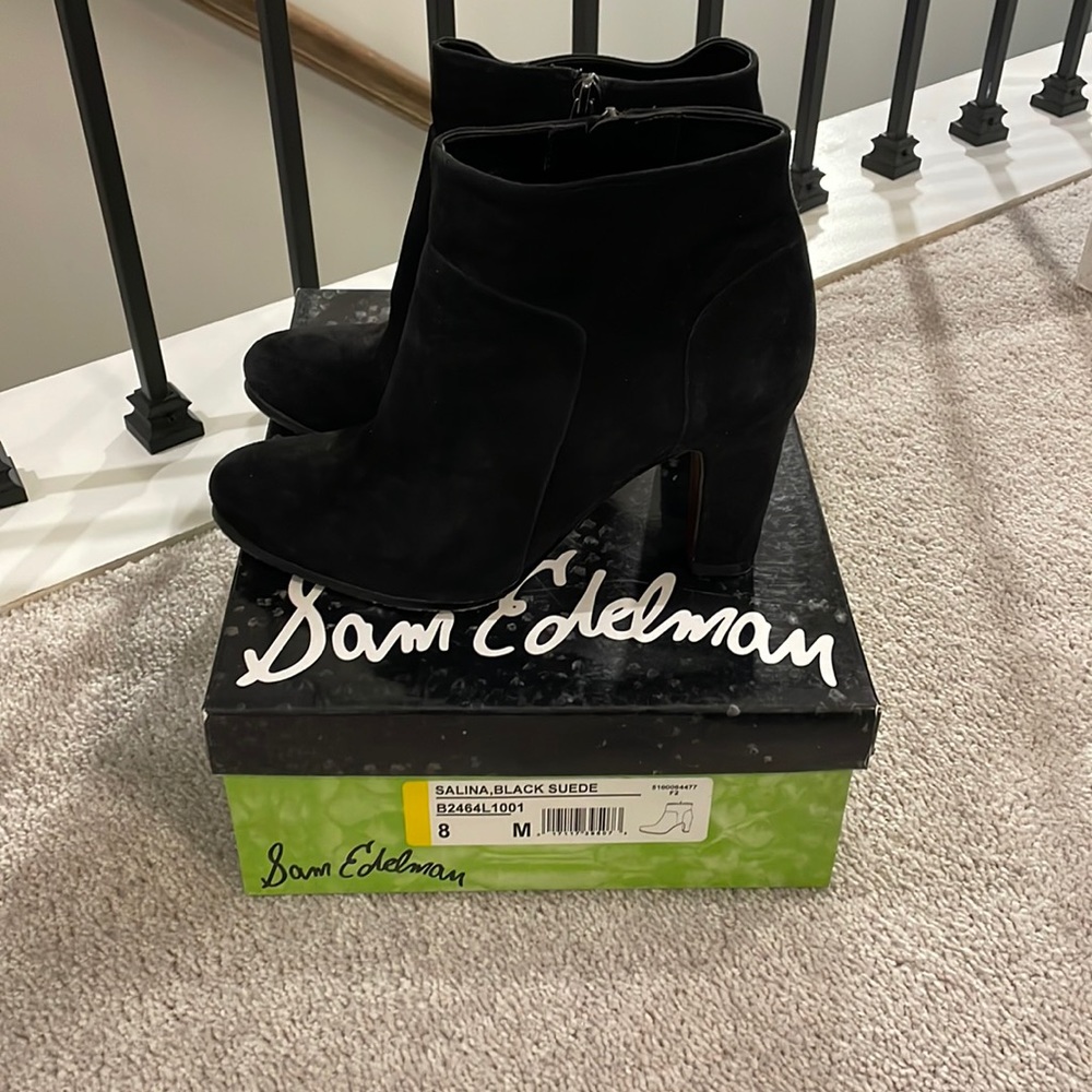 Black suede Sam Edelman high heeled boots